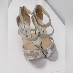 Jimmy Choo Suede Glitter Accent Sandals in Grey/Silver – EU 40.5